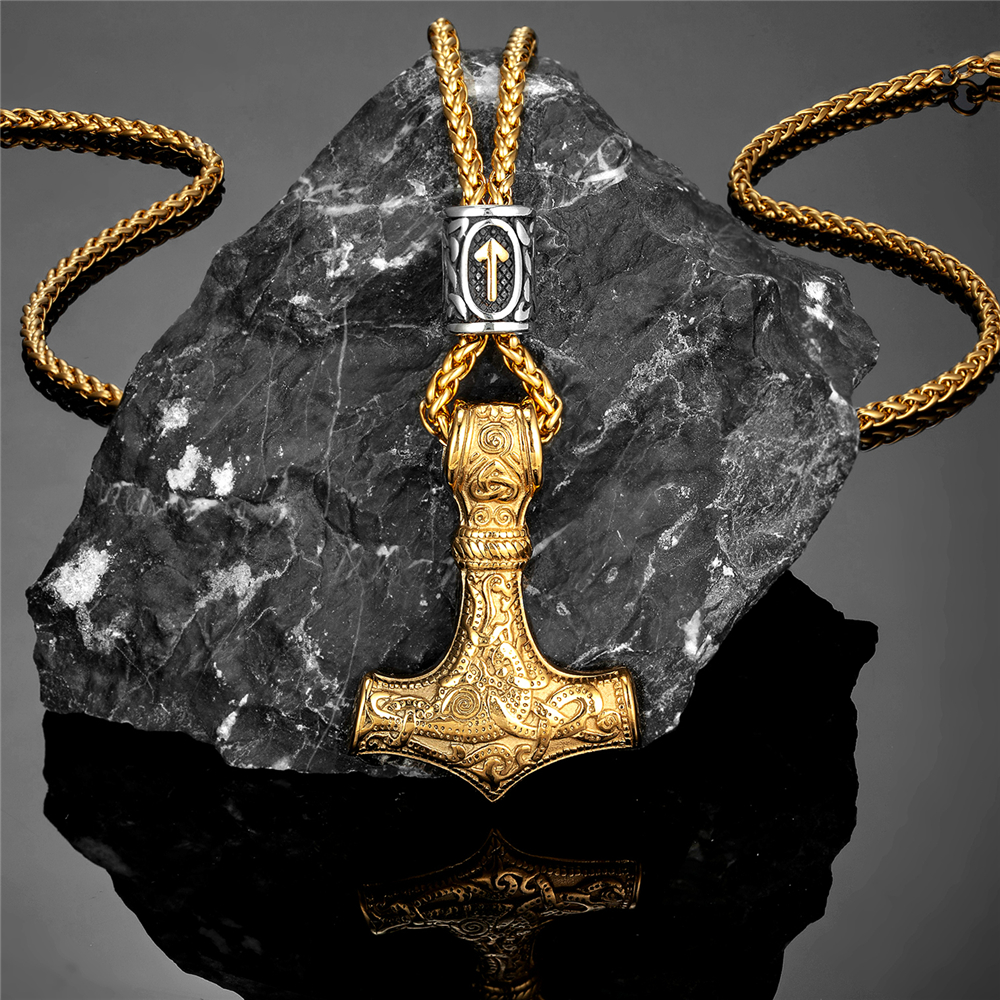 Gold Plated Norse Runes Beads  - Battle Rope Anchor ulasan dan harga